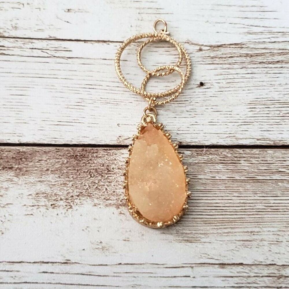 Vintage Pendant - Peach & Gold Tone Fancy Dangle - No Chain Included